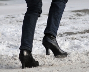Heels in snow
