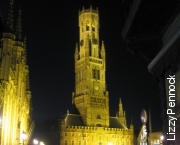 Bruges clock tower night