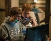 Jesse Eisenberg and Joseph Mazzello in The Social Network