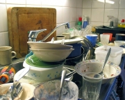 stack of dirty dishes