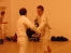 Denniss shakes hands after epee bout